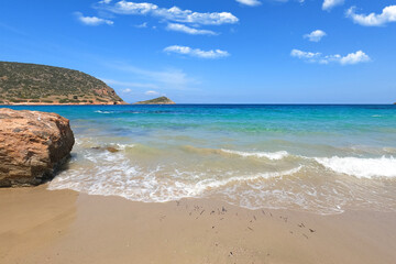 Underwater view at calm sea beach of Avlaki, Porto Rafti, Mesogeia, Attica, Greece