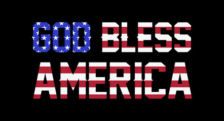 God bless America lettering with american flag. Vector illustration