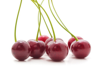 Red ripe cherries.