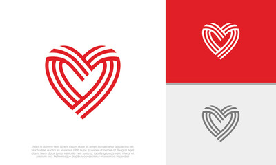Heart vector symbol. Valentines day ribbon logotype. 