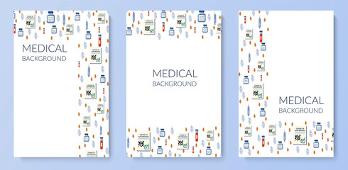 Vaccination medical poster set. New travels after the pandemic. Vaccination passport. Travel permit. Vector