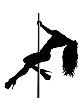 Pole dancer high heels silhouette
