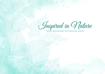 Pastel background with skeleton leaves, inspired by nature.