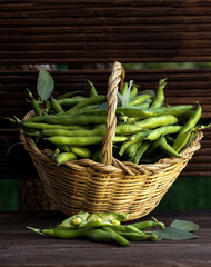 green broad beans in a basket