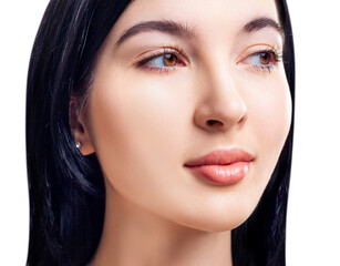 Fototapeta premium Young brunette woman with perfect makeup and skin.