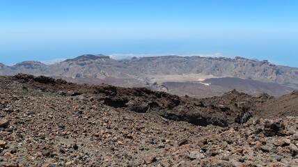 Teide mountain, Tenerife with blue sky on the ground