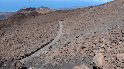 Stony path in Teide mountain, Tenerife, Canary Islands