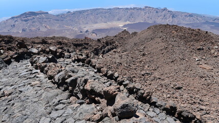 Stony path in Teide mountain, Tenerife, Canary Islands