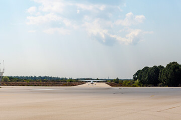 A small plane taxiing for the runway in  at small a airport in Antalya