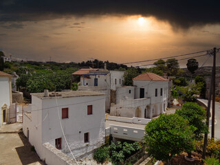 typicall greece houses in a town at summer