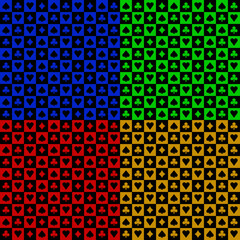 Set 4 poker suits pattern vector illustration various colors design