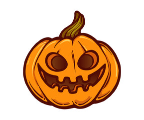 Cartoon illustration Lantern pumpkin vector clip art  Hand drawn colored design for holiday greeting card and invitation, flyers
