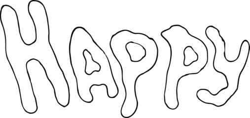 hand drawn Lettering Happy. Vintage Hippie style