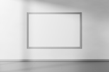 Poster with white frame in empty room. 3D rendering.
