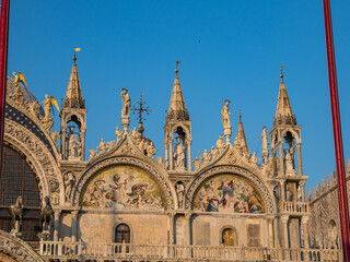 Fototapeta premium St. Mark's square with iconic sights of St. Mark's basilica in Venice, Italy