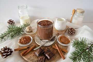 Obraz na płótnie Canvas Close-up of a cup of hot milk chocolate