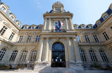 Fototapeta na wymiar Town Hall of the Third district of Paris is a city or town hall that was built from 1864 until 1867.