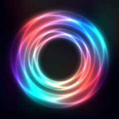 Vector background of neon geometric shapes, round frame, abstract background, wallpaper
