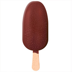 Ice cream popsicle covered with chocolate isolated on white-background.