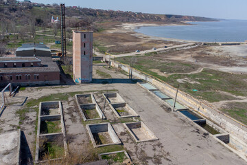 Launched sanatorium Kuyalnik. Ruined buildings built in the 19th century. Odessa. Ukraine.