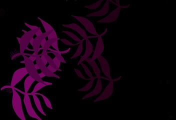 Fototapeta na wymiar Dark Pink vector doodle backdrop with leaves.