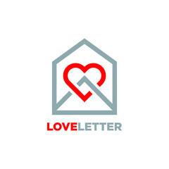 love letter logo design with geometry