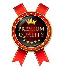 Premium quality badge with ribbon 