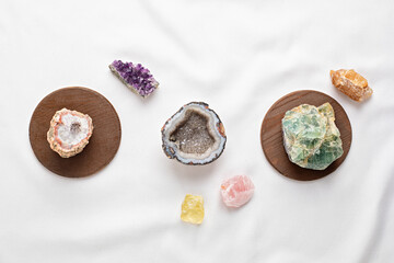 Healing reiki chakra crystals. Gemstones for wellbeing, destress, meditation, relaxation
