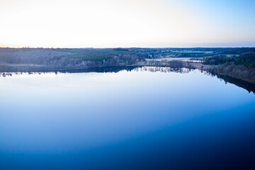 Fototapeta premium View of blue lake Sunset