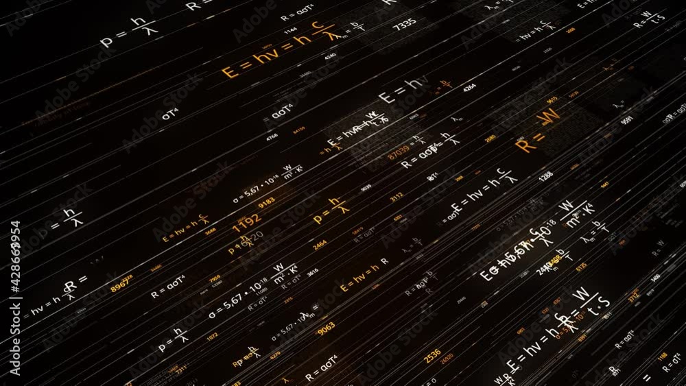 Aufkleber lines with changing mathematical formulas. animation. electronic networks with moving mathematical f
