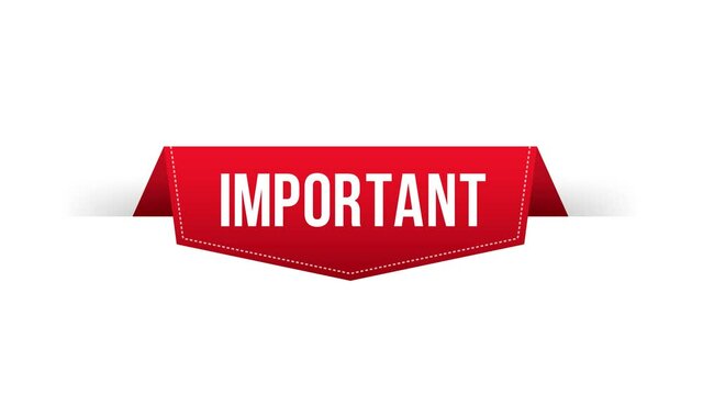 Important Red Label. Red Web Ribbon. Motion graphics.