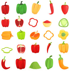 Paprica icons set. Cartoon set of paprica vector icons for web design