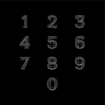 deformed digits from 0 to 9 editable vector, modern style with effect of alteration and superposition of elements