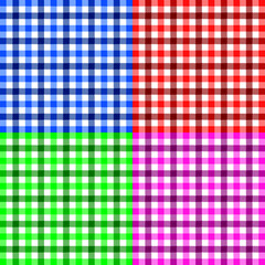 Set of 4 checkered plaid pattern tablecloth fiber, tartan, fabric vector illustration