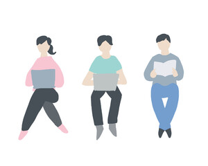 並んで仕事をしている人々 People working side by side  Person illustration  vector  vector