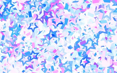 Light Pink, Blue vector backdrop with small and big stars.