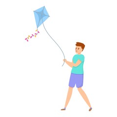 Freedom playing kite icon. Cartoon of Freedom playing kite vector icon for web design isolated on white background