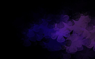 Dark Purple vector doodle template with trees, branches.
