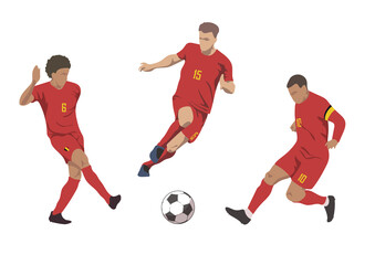 Vector figures of players of the Belgian national football team. Vector image.