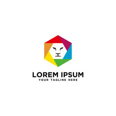 polygonal with lion face icon logo design vector.