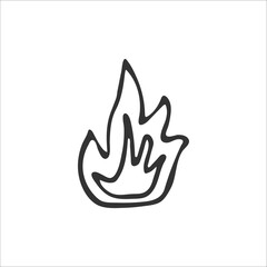 Hand-drawn flames of fire isolated on white background. Vector illustration