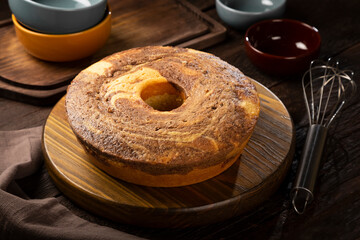 Homemade marble cake. Delicious marble cake with chocolate and vanilla.