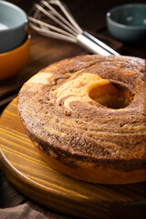 Homemade marble cake. Delicious marble cake with chocolate and vanilla.