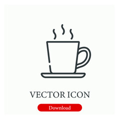 Cup of tea vector icon.  Editable stroke. Linear style sign for use on web design and mobile apps, logo. Symbol illustration. Pixel vector graphics - Vector
