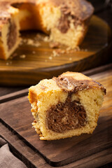 Homemade marble cake. Delicious marble cake with chocolate and vanilla.