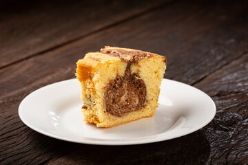 Homemade marble cake. Delicious marble cake with chocolate and vanilla.