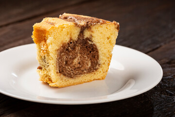 Homemade marble cake. Delicious marble cake with chocolate and vanilla.