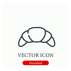 Croissant vector icon.  Editable stroke. Linear style sign for use on web design and mobile apps, logo. Symbol illustration. Pixel vector graphics - Vector