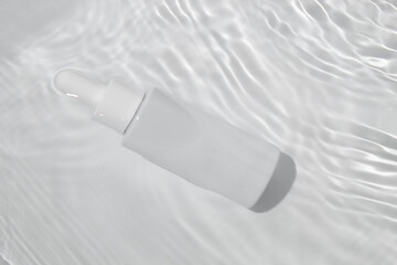 mockup of beauty fashion cosmetic makeup bottle lotion product with skincare healthcare concept on water pool background