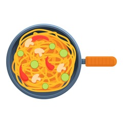 Top view wok pan icon. Cartoon of Top view wok pan vector icon for web design isolated on white background